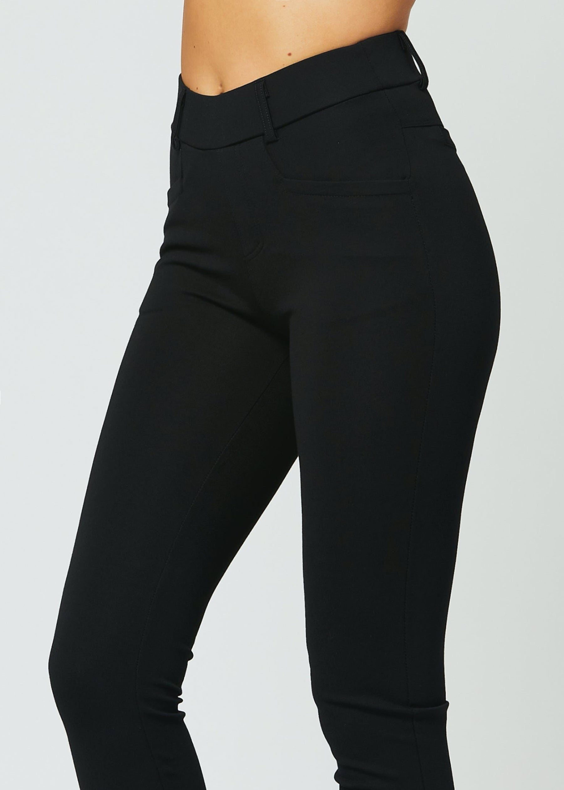 Uplift High-Rise Bootcut Stretch Slacks with Pockets - Midnight Black