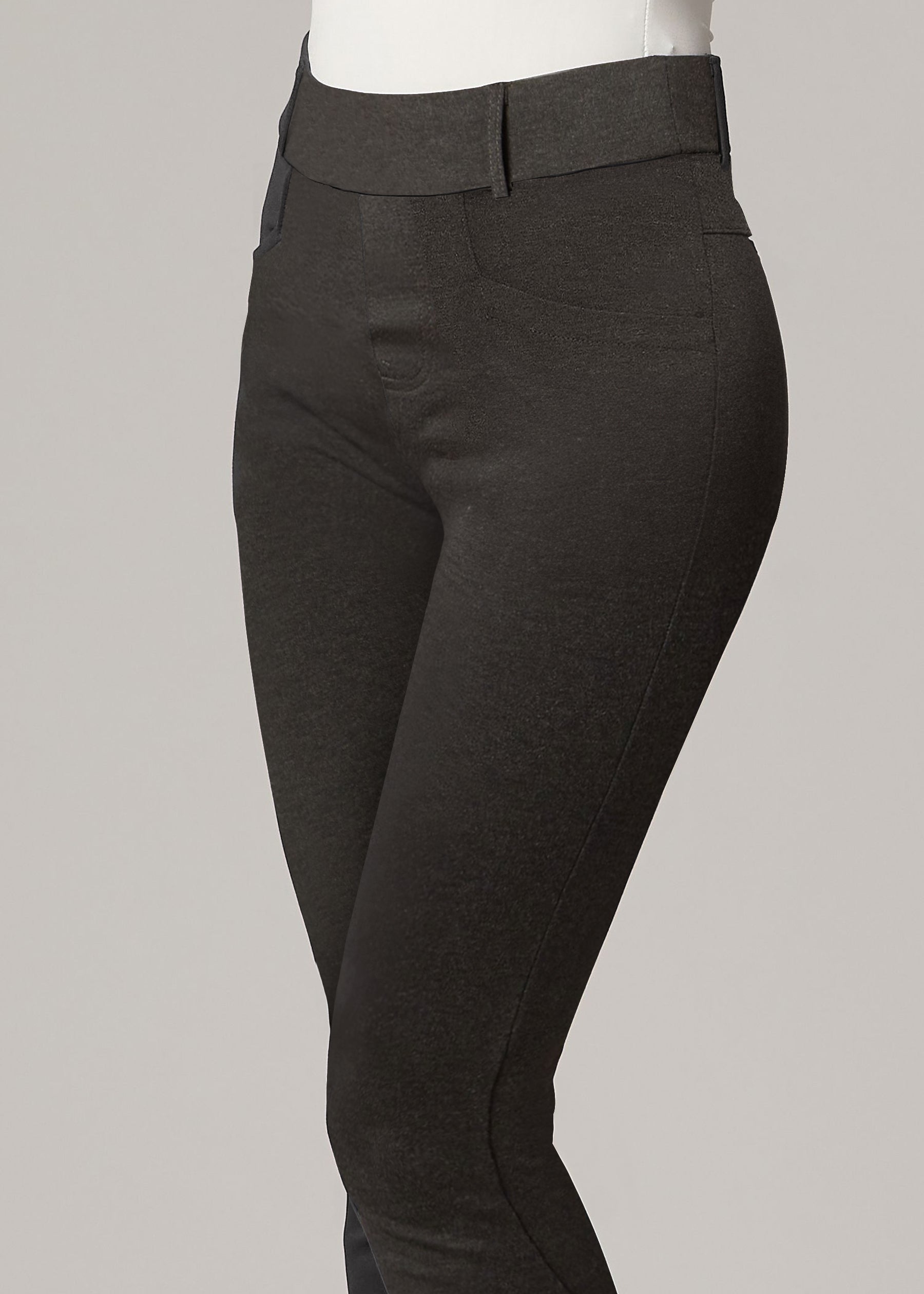 Uplift High-Rise Bootcut Stretch Slacks with Pockets - Charcoal Grey
