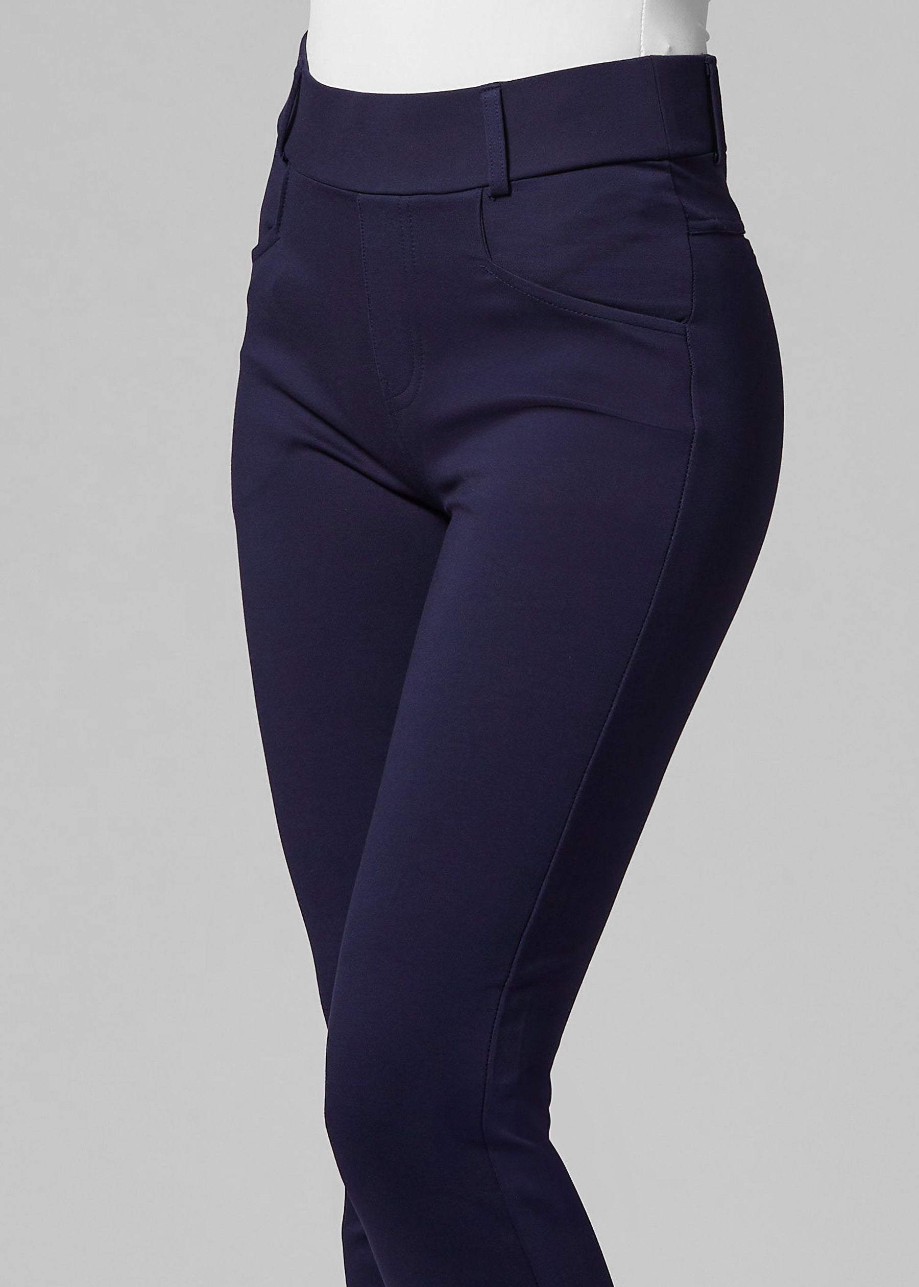 Uplift High-Rise Bootcut Stretch Slacks with Pockets - Navy Blue