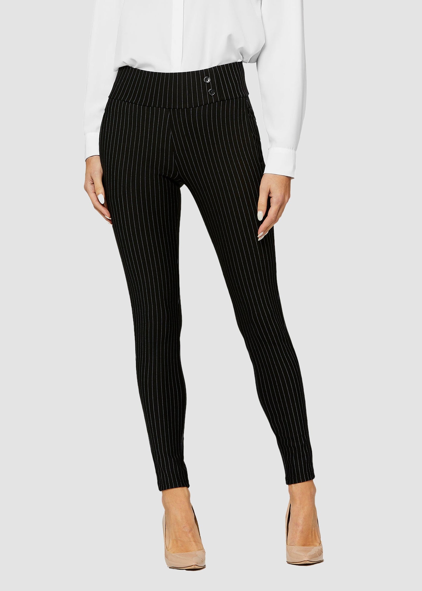 Innovate High-Rise Slim Stretch Slacks with Pockets - Navy Blue