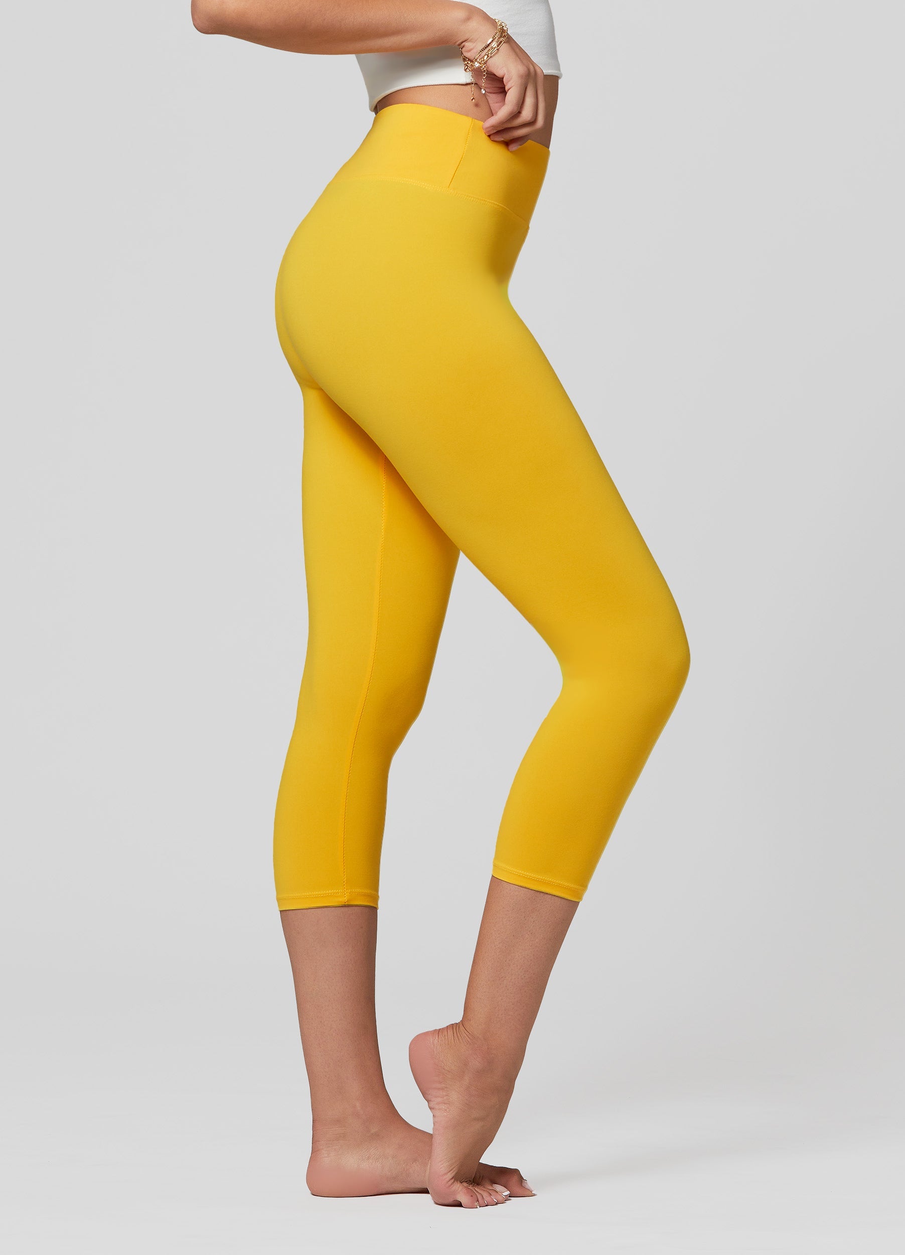 Chloe Ultra Soft 3" High Waist Capri Leggings - Mustard