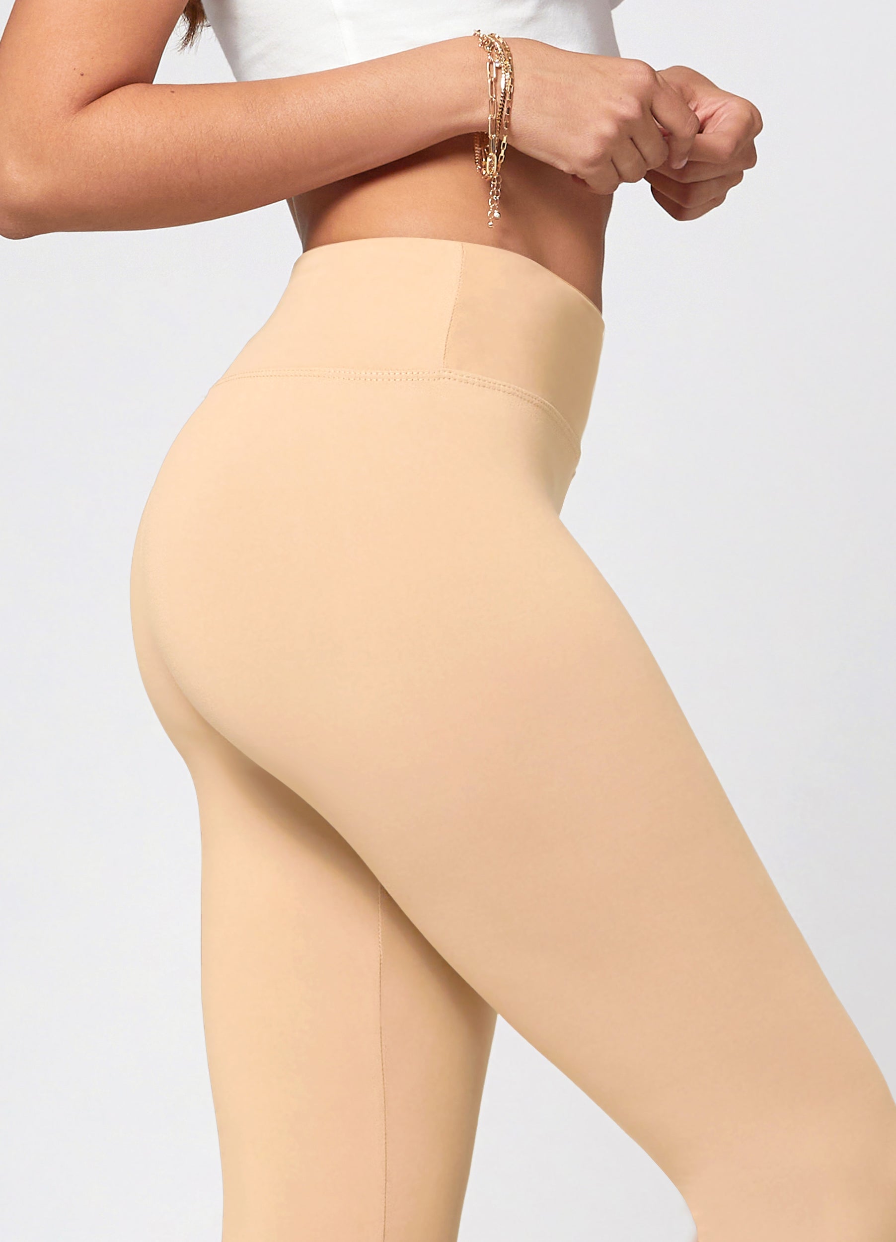 Chloe Ultra Soft 3" High Waist Capri Leggings - Nude Beige