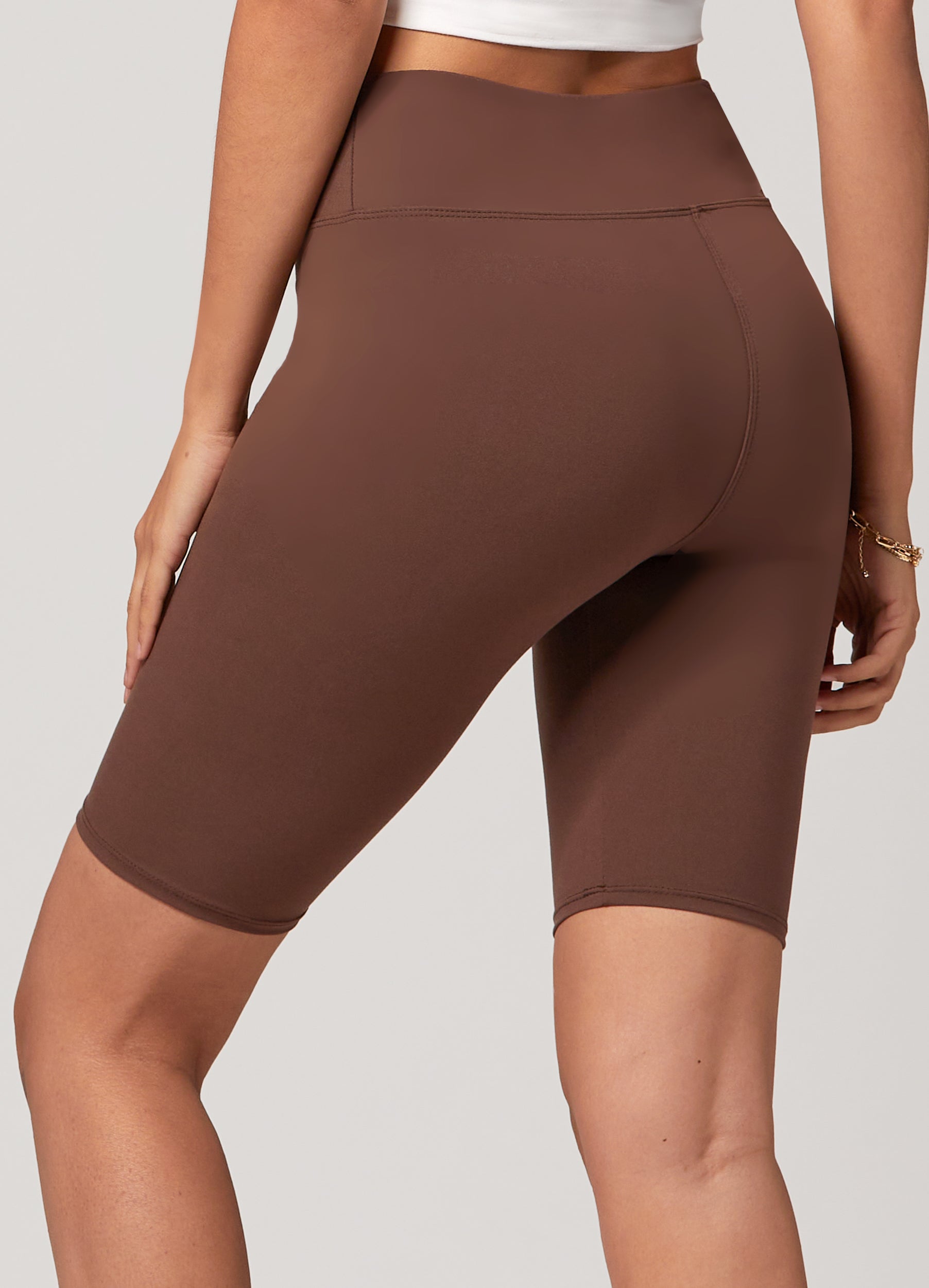 Chloe Ultra Soft 3" High Waist Bike Shorts - Brown