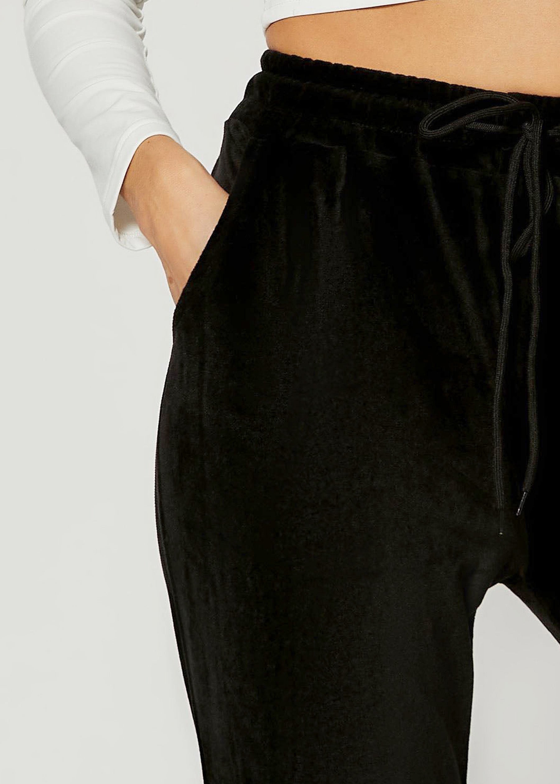 Noelle Ultra Soft Velour Joggers - Black