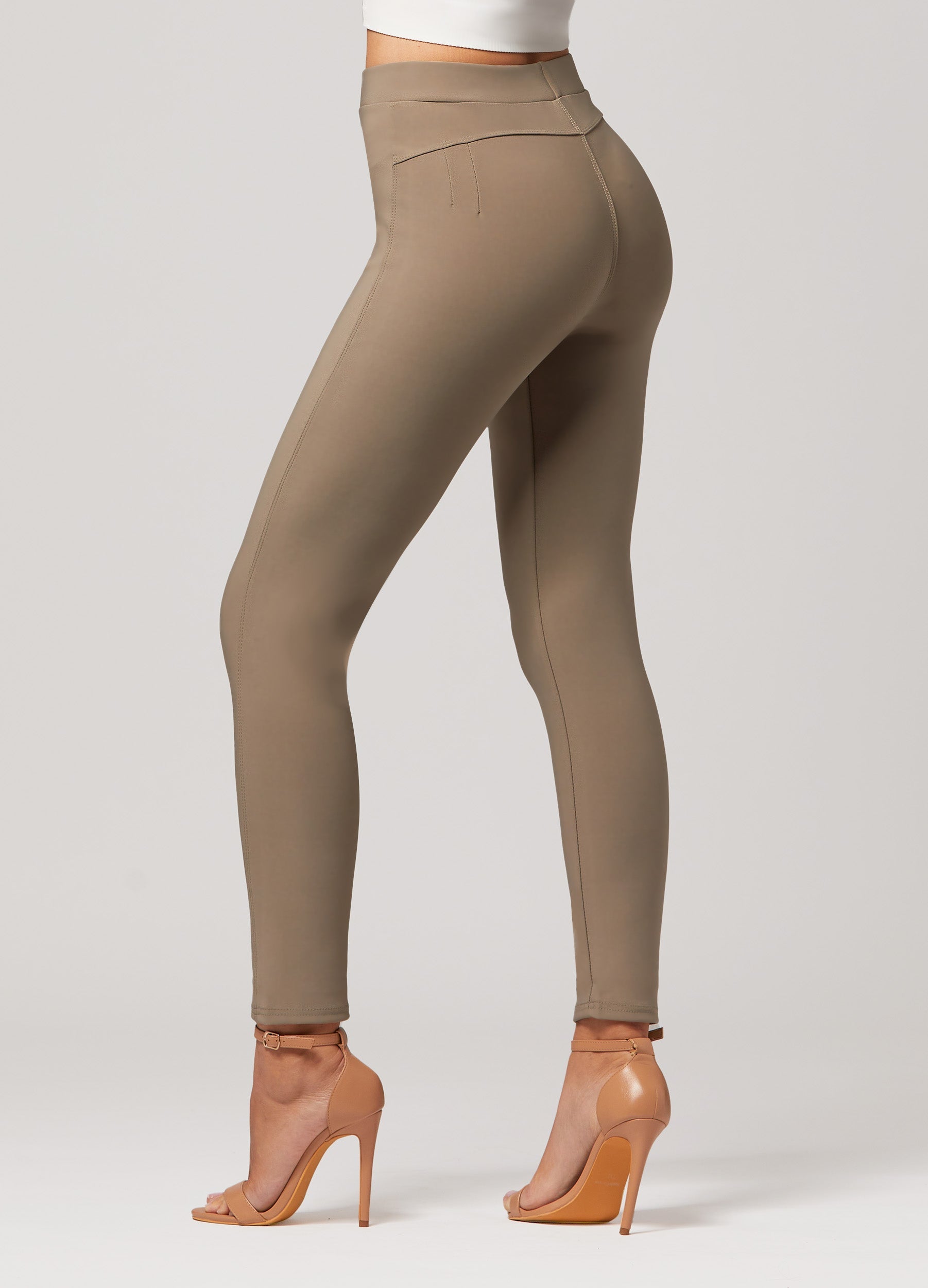 Motivate Classic High Waisted Perfect Stretch Ponte Pants - Desert