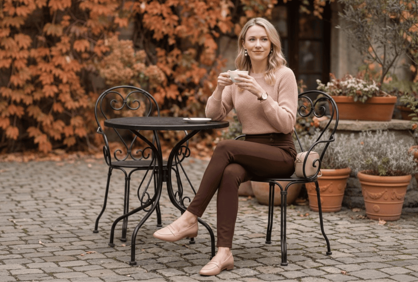 Woman in activewear on stool