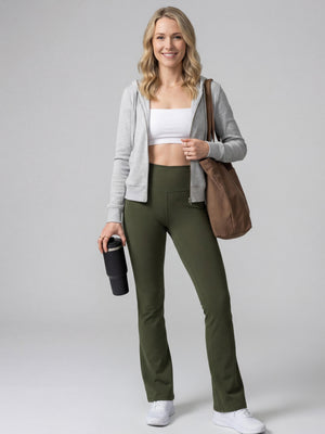 Aeraflex High-Rise Flared Yoga Pants - Army Green