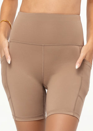 Aeraflex High-Rise Active Biker Short - Mocha