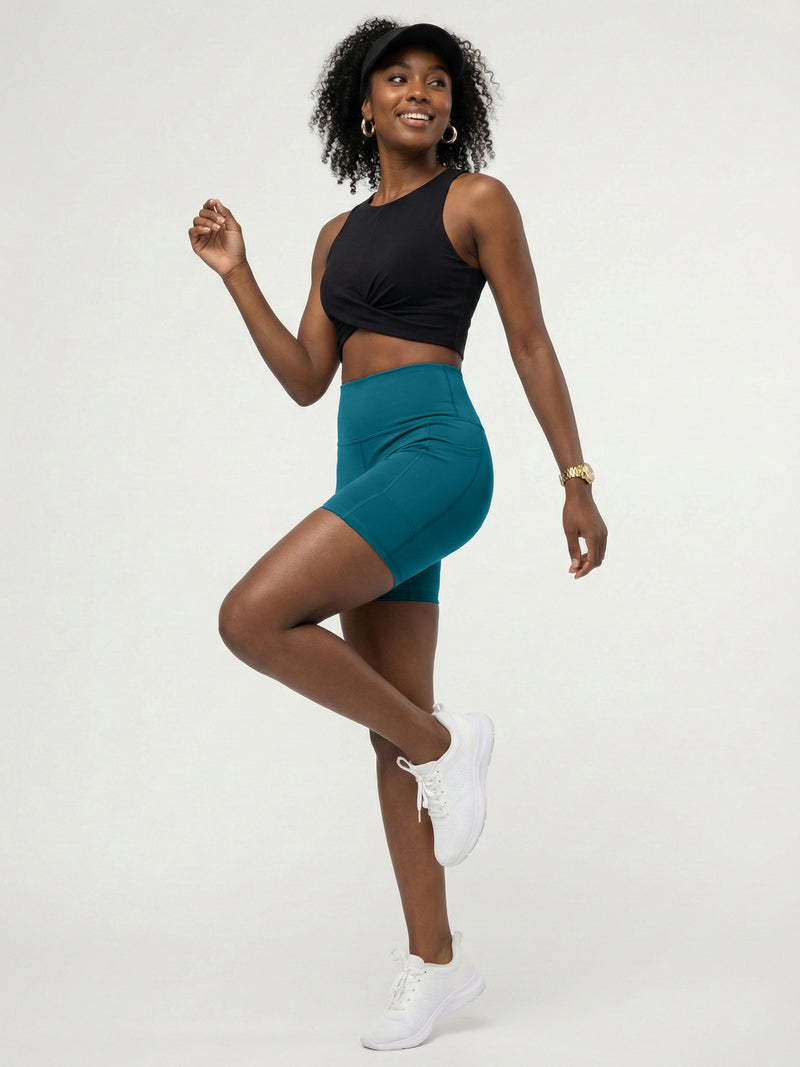 Aeraflex High-Rise Active Biker Short - Sea Blue