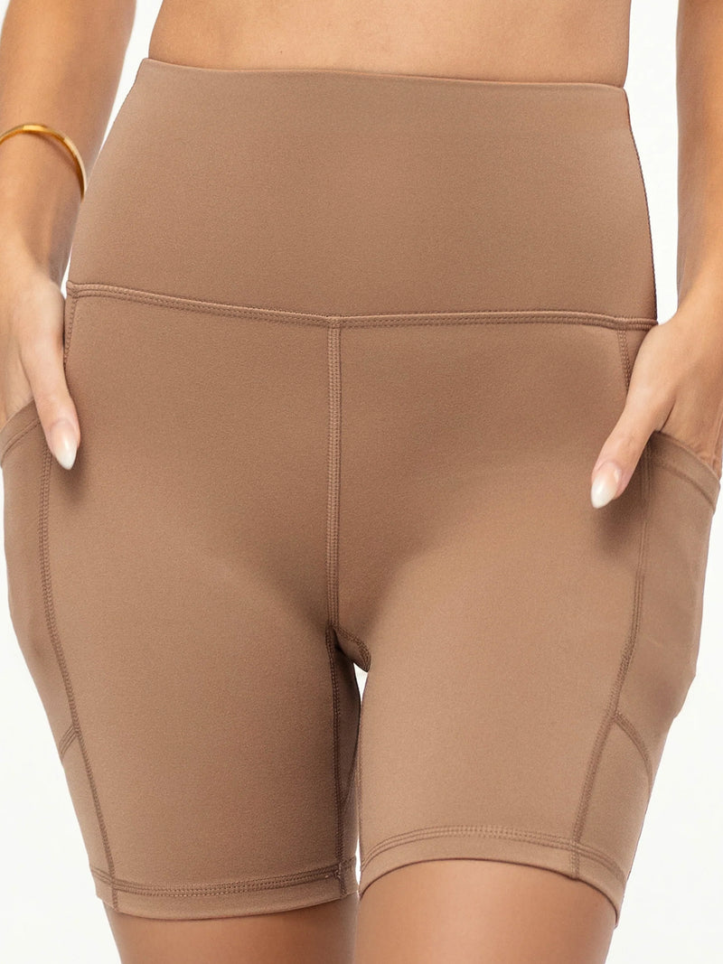 Aeraflex High-Rise Active Biker Short - Mocha