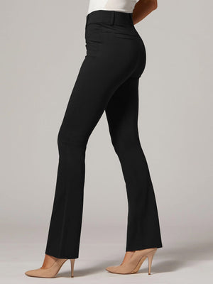 Uplift High-Rise Bootcut Stretch Slacks with Pockets - Midnight Black