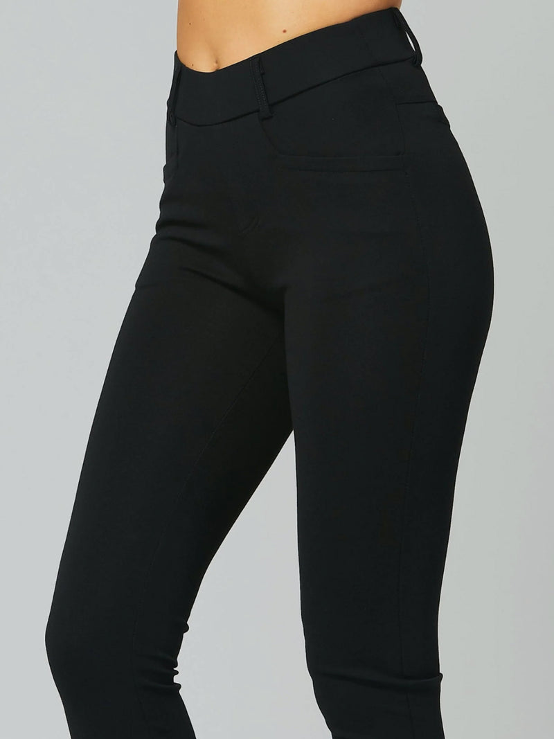 Uplift High-Rise Bootcut Stretch Slacks with Pockets - Midnight Black