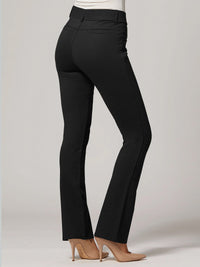 Uplift High-Rise Bootcut Stretch Slacks with Pockets - Midnight Black