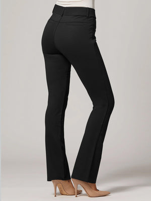 Uplift High-Rise Bootcut Stretch Slacks with Pockets - Midnight Black