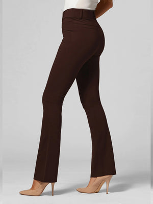 Uplift High-Rise Bootcut Stretch Slacks with Pockets - Chocolate Brown