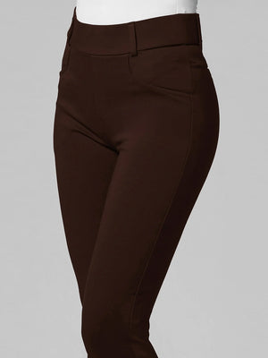 Uplift High-Rise Bootcut Stretch Slacks with Pockets - Chocolate Brown
