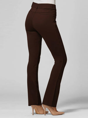 Uplift High-Rise Bootcut Stretch Slacks with Pockets - Chocolate Brown