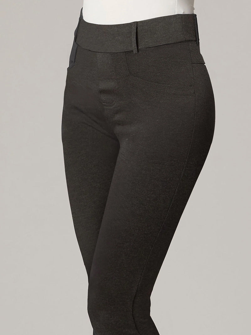 Uplift High-Rise Bootcut Stretch Slacks with Pockets - Charcoal Grey