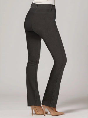 Uplift High-Rise Bootcut Stretch Slacks with Pockets - Charcoal Grey
