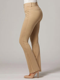 Uplift High-Rise Bootcut Stretch Slacks with Pockets - Beige Nude