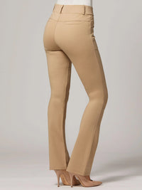 Uplift High-Rise Bootcut Stretch Slacks with Pockets - Beige Nude