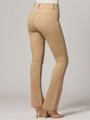 Uplift High-Rise Bootcut Stretch Slacks with Pockets - Beige Nude