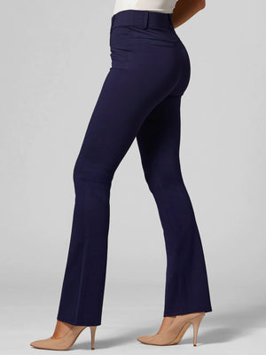 Uplift High-Rise Bootcut Stretch Slacks with Pockets - Navy Blue
