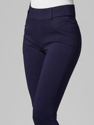Uplift High-Rise Bootcut Stretch Slacks with Pockets - Navy Blue