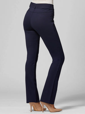 Uplift High-Rise Bootcut Stretch Slacks with Pockets - Navy Blue