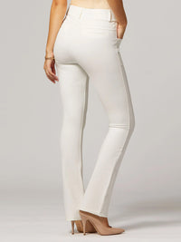 Uplift High-Rise Bootcut Stretch Slacks with Pockets - White
