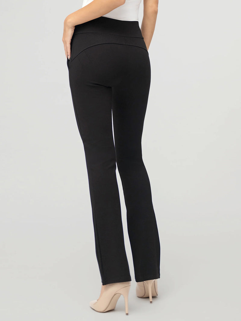 Lift Ponte Knit Flared Dress Pants with Pockets - Midnight Black