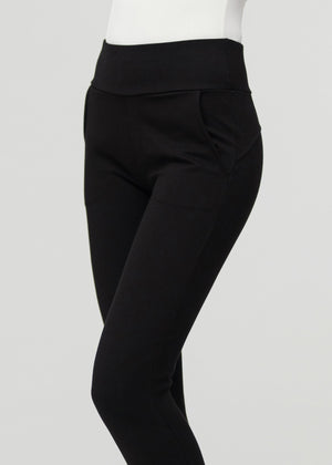 Lift Ponte Knit Flared Dress Pants with Pockets - Midnight Black