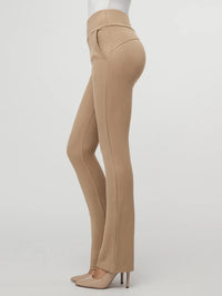 Lift Ponte Knit Flared Dress Pants with Pockets - Beige Nude