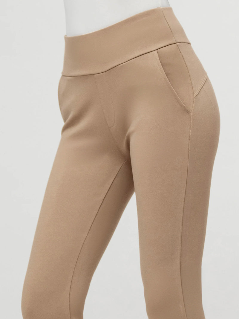 Lift Ponte Knit Flared Dress Pants with Pockets - Beige Nude