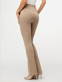 Lift Ponte Knit Flared Dress Pants with Pockets - Beige Nude