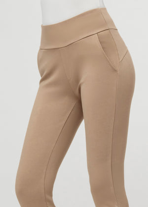 Lift Ponte Knit Flared Dress Pants with Pockets - Beige Nude