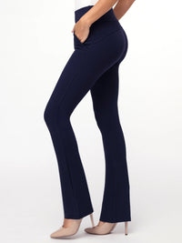 Lift Ponte Knit Flared Dress Pants with Pockets - Navy Blue