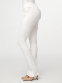 Lift Ponte Knit Flared Dress Pants with Pockets - Off-White