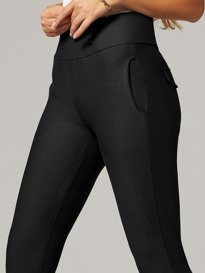 Innovate High-Rise Slim Stretch Slacks with Pockets - Black