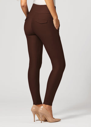 Innovate High-Rise Slim Stretch Slacks with Pockets - Brown
