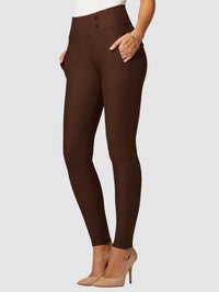 Innovate High-Rise Slim Stretch Slacks with Pockets - Brown