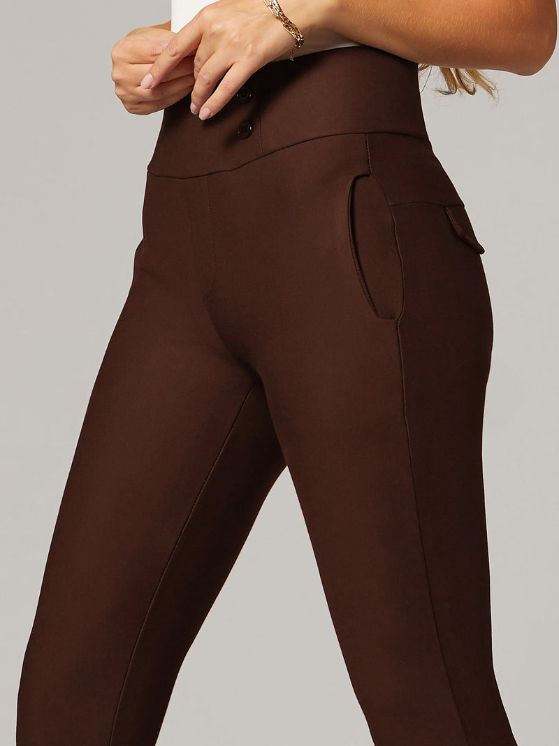 Innovate High-Rise Slim Stretch Slacks with Pockets - Brown