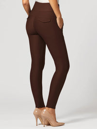 Innovate High-Rise Slim Stretch Slacks with Pockets - Brown