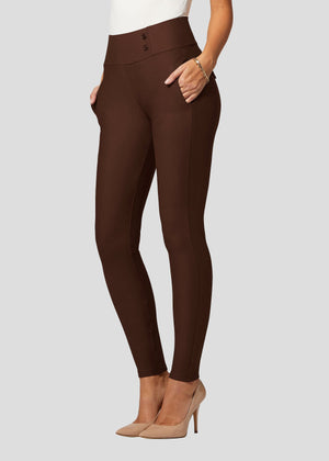 Innovate High-Rise Slim Stretch Slacks with Pockets - Brown