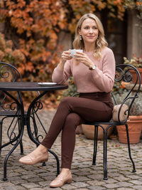 Innovate High-Rise Slim Stretch Slacks with Pockets - Brown