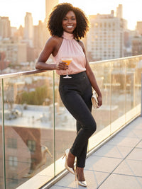 Innovate High-Rise Slim Stretch Slacks with Pockets - Charcoal Grey