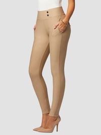 Innovate High-Rise Slim Stretch Slacks with Pockets - Beige Nude