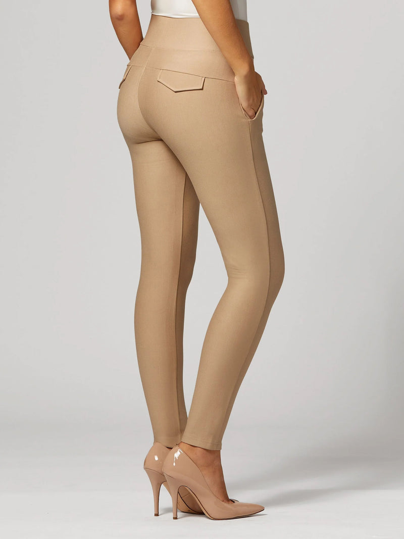 Innovate High-Rise Slim Stretch Slacks with Pockets - Beige Nude