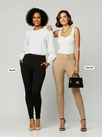 Innovate High-Rise Slim Stretch Slacks with Pockets - Beige Nude