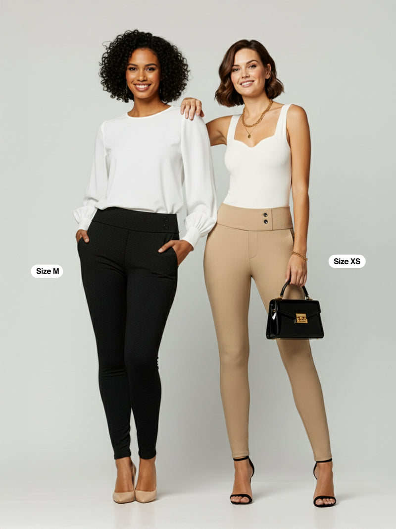 Innovate High-Rise Slim Stretch Slacks with Pockets - Beige Nude